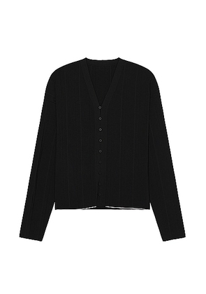 JACQUEMUS Le Cardigan Plisse in Black - Black. Size L (also in M, XL/1X).