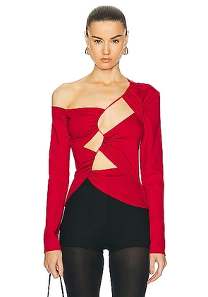 Sid Neigum Inverse Tension Cutout Top in Red - Red. Size L (also in M, S, XL, XS).
