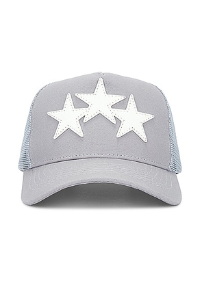 Amiri Three Star Trucker Hat in Grey - Grey. Size all.