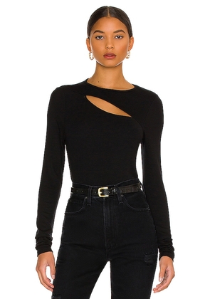 LA Made Verge Peek A Boo Long Sleeve Top in Black. Size M, S, XL, XS.