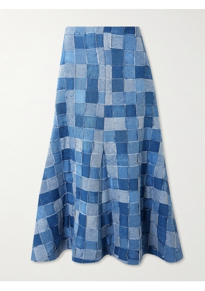 A.W.A.K.E. MODE - Patchwork Upcycled Denim Maxi Skirt - Blue - FR34,FR36,FR38,FR40,FR42