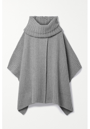 Loro Piana - Waipara Ribbed-knit Turtleneck Cashmere Cape - Gray - x small,small,medium,large,x large