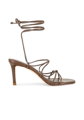 Larroude Rome Lo Heel Sandal in Brown. Size 8, 8.5, 9.