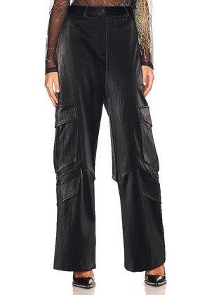MSGM Wide Leg Cargo Pant in Black. Size 40/M.