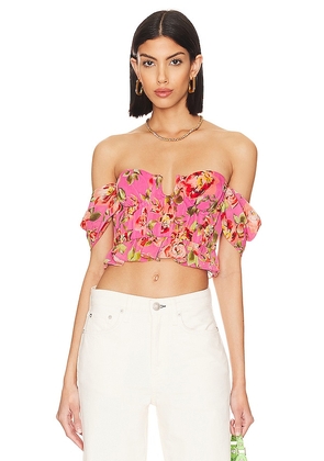 MAJORELLE Paloma Bustier Top in Pink. Size M, XS.