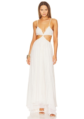 ROCOCO SAND Celia Beaded Long Dress in White. Size XL.