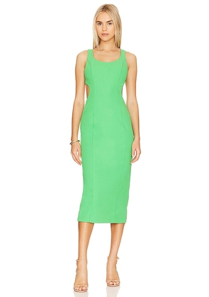MISHA Coretta Bonded Midi Dress in Green. Size XS.