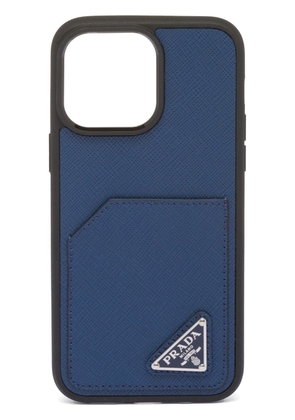 Prada leather iPhone 14 Pro Max case - Blue