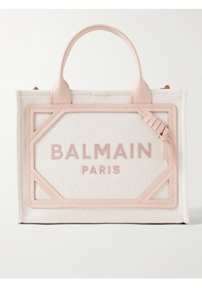 Balmain - B-army Small Leather-trimmed Cotton And Linen-blend Canvas Tote - Pink - One size