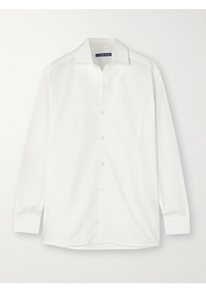 Ralph Lauren Collection - Capri Grosgrain-trimmed Cotton-poplin Shirt - White - US0,US2,US4,US6,US8,US10,US12,US14,US16