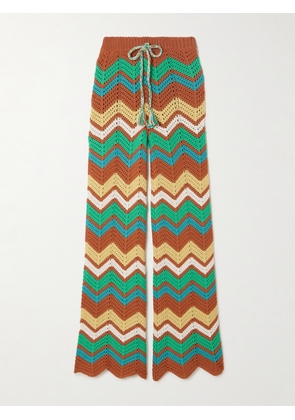 Alanui - Kaleidoscopic Chevron Crocheted Cotton-blend Straight-leg Pants - Multi - x small,small,medium,large