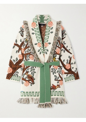 Alanui - Tree Of Life Belted Fringed Jacquard-knit Cashmere Cardigan - Multi - x small,small,medium,large