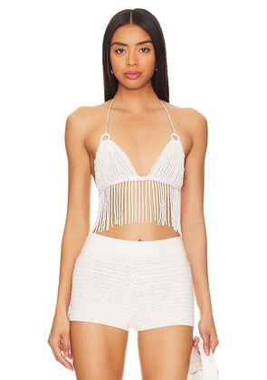 My Beachy Side X Revolve Beaded Crop Top in Ivory. Size XL, XS.