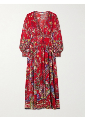 Camilla - Embellished Floral-print Silk Crepe De Chine Maxi Dress - Red - x small,small,medium,large,x large,xx large