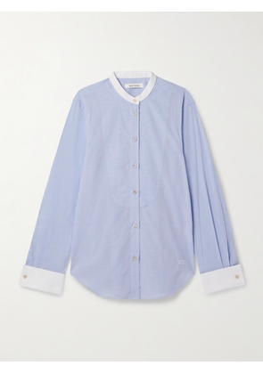 Wales Bonner - River Poplin-trimmed Embroidered Cotton-chambray Shirt - Blue - IT38,IT40,IT42,IT44,IT46
