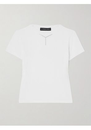 Y/Project - Embellished Stretch-jersey T-shirt - White - x small,small,medium,large,x large