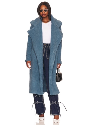 SNDYS x REVOLVE Teddy Coat in Teal. Size L, S, XL, XS.