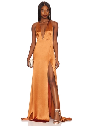 SAU LEE Huda Dress in Burnt Orange. Size 2, 4.