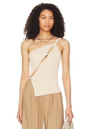 Song of Style Nasya Cut Out Knit Tank in Beige. Size XL.