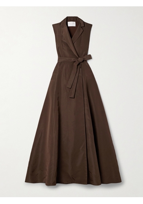 Carolina Herrera - Belted Silk-faille Wrap Gown - Brown - US6,US8,US10,US12