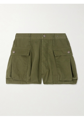 R13 - Bubble Herringbone Cotton Shorts - Green - 24,25,26,27,28,29,30,31