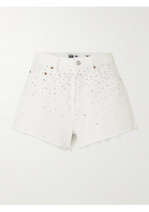 RE/DONE - + Net Sustain + Pamela Anderson Crystal-embellished Denim Shorts - White - 24,25,26,27,28,29,30