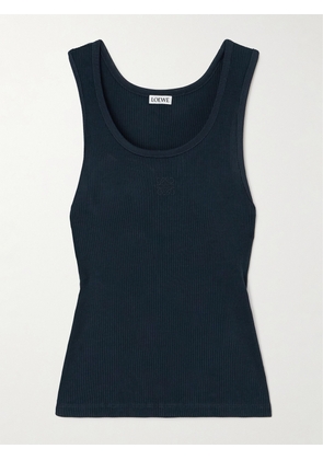 Loewe - Embroidered Ribbed Silk Tank - Blue - x small,small,medium,large,x large