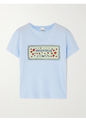 RE/DONE - Printed Cotton-jersey T-shirt - Blue - x small,small,medium,large
