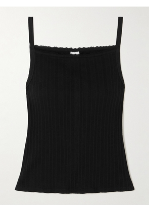 RE/DONE - Pointelle-knit Cotton-jersey Tank - Black - x small,small,medium,large