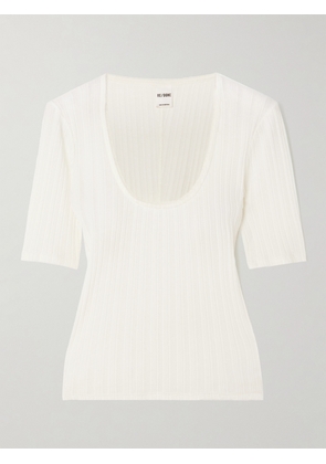 RE/DONE - Pointelle-knit Cotton-jersey Top - White - x small,small,medium,large