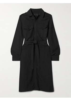 Nili Lotan - Marcia Belted Linen-voile Midi Shirt Dress - Black - x small,small,medium,large