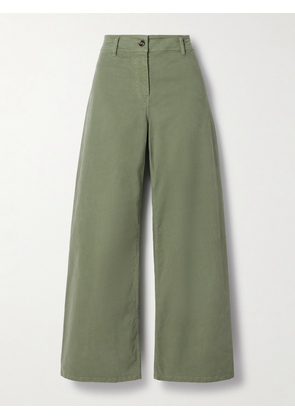 Nili Lotan - Megan Cotton-blend Twill Wide-leg Pants - Green - US00,US0,US2,US4,US6,US8,US10,US12