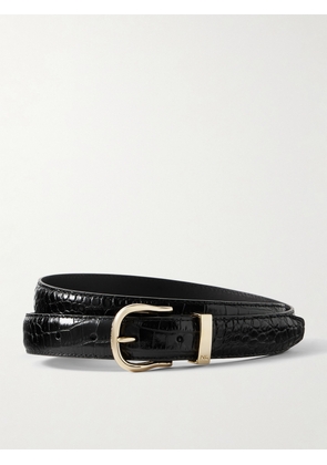 Nili Lotan - Louise Croc-effect Leather Belt - Black - 70,75,80,85,90