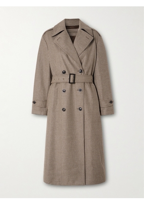 Purdey - Hanover Belted Double-breasted Houndstooth Wool And Cashmere-blend Trench Coat - Brown - UK 6,UK 8,UK 10,UK 12