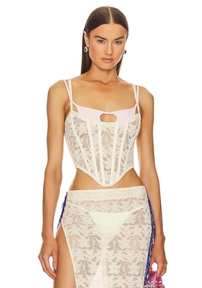 Sketch-Y Aelia Corset in Ivory. Size L, S, XS.