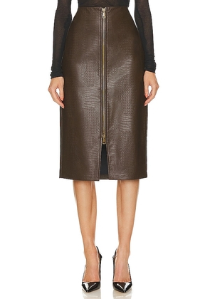 Steve Madden Hayes Faux Leather Midi Skirt in Chocolate. Size 4, 6.