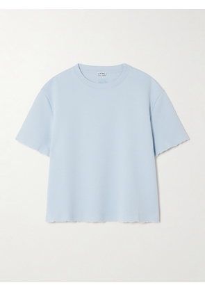 Loewe - Embroidered Distressed Cotton-blend Jersey T-shirt - Blue - x small,small,medium,large