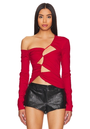 Sid Neigum Inverse Tension Cutout Top in Red. Size M, S, XL, XS.