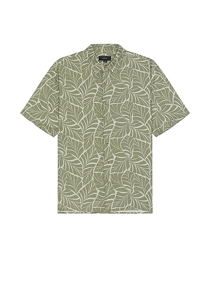 Vince Knotted Leaves Short Sleeve Shirt in Olive. Size M, S, XL/1X.