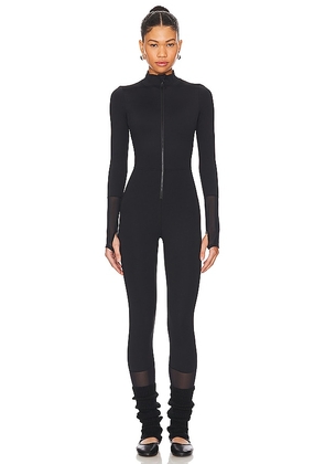 WeWoreWhat Zip Front Stirrup Jumpsuit in Black. Size M, S, XL, XS.