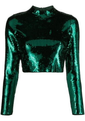 SANDRO sequinned cropped top - Green