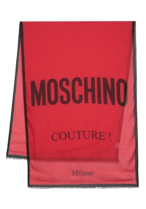 Moschino logo-print slub scarf - Red