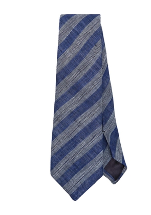 Tagliatore diagonal-stripe linen tie - Blue