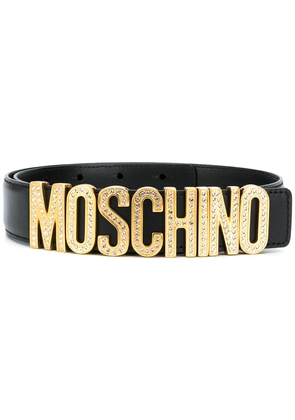 Moschino logo plaque belt - Black