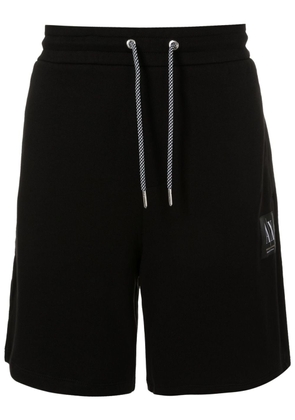 Armani Exchange logo-patch cotton track shorts - Black