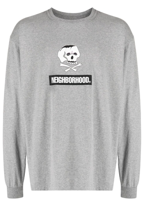 Neighborhood Skull logo-embroidered long-sleeve T-shirt - Grey
