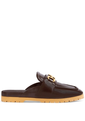 Gucci horsebit-detail leather slippers - Brown