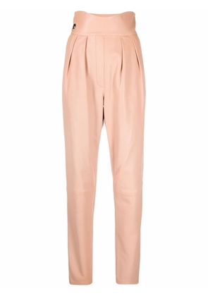 Philipp Plein high-waisted leather trousers - Neutrals