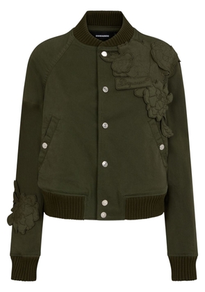Dsquared2 floral-appliqué cotton bomber jacket - Green