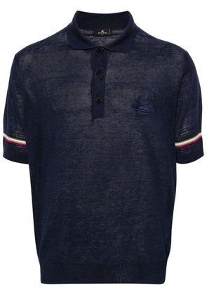 ETRO logo-embroidered knitted polo shirt - Blue